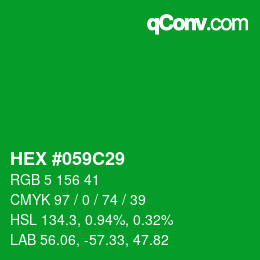 颜色代码: HEX #059C29 | qconv.com