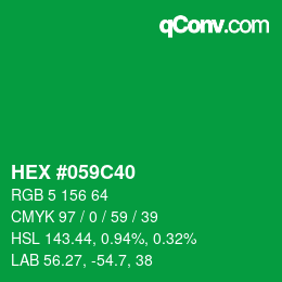 Farbcode: HEX #059C40 | qconv.com