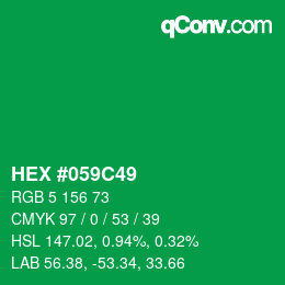 Farbcode: HEX #059C49 | qconv.com