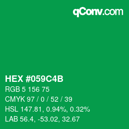 Code couleur: HEX #059C4B | qconv.com