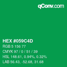 Farbcode: HEX #059C4D | qconv.com