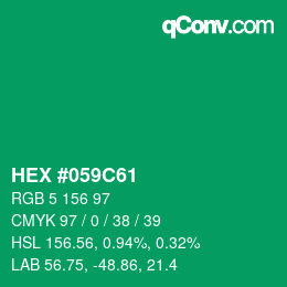Farbcode: HEX #059C61 | qconv.com