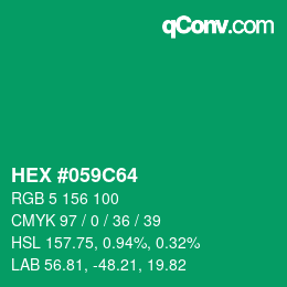 Code couleur: HEX #059C64 | qconv.com
