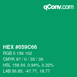 Code couleur: HEX #059C66 | qconv.com
