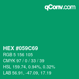 Código de color: HEX #059C69 | qconv.com