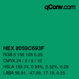Farbcode: HEX #059C693F | qconv.com