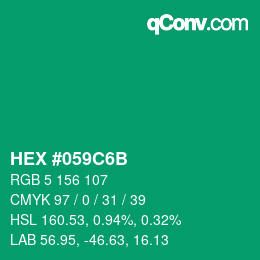 Farbcode: HEX #059C6B | qconv.com