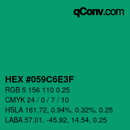 Code couleur: HEX #059C6E3F | qconv.com