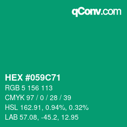 カラーコード: HEX #059C71 | qconv.com
