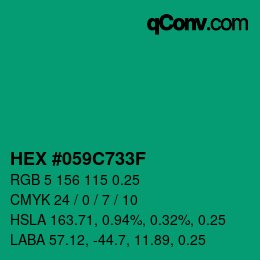 Código de color: HEX #059C733F | qconv.com
