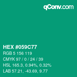 カラーコード: HEX #059C77 | qconv.com