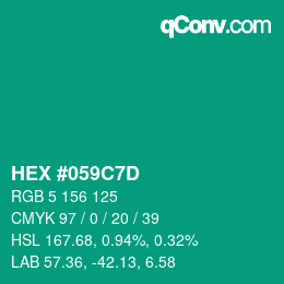 Color code: HEX #059C7D | qconv.com