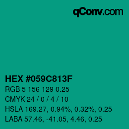 Farbcode: HEX #059C813F | qconv.com