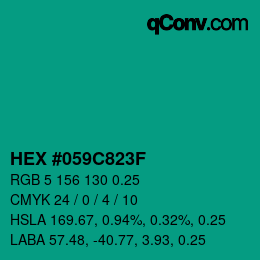 Color code: HEX #059C823F | qconv.com