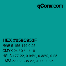 カラーコード: HEX #059C953F | qconv.com