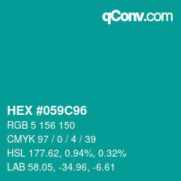 颜色代码: HEX #059C96 | qconv.com