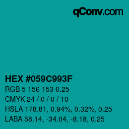 Color code: HEX #059C993F | qconv.com