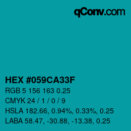 カラーコード: HEX #059CA33F | qconv.com