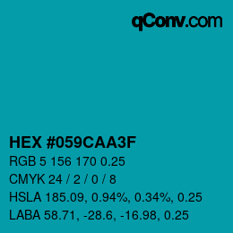 Code couleur: HEX #059CAA3F | qconv.com