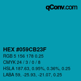 カラーコード: HEX #059CB23F | qconv.com