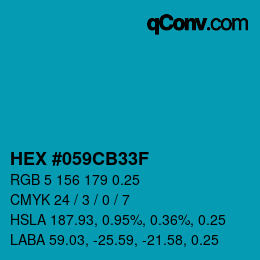 颜色代码: HEX #059CB33F | qconv.com
