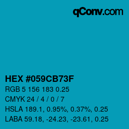 Color code: HEX #059CB73F | qconv.com
