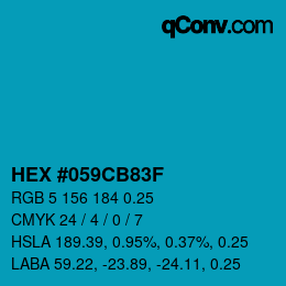 颜色代码: HEX #059CB83F | qconv.com