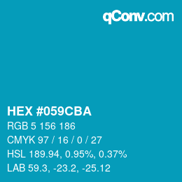 カラーコード: HEX #059CBA | qconv.com