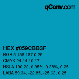 Code couleur: HEX #059CBB3F | qconv.com