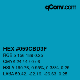 Code couleur: HEX #059CBD3F | qconv.com