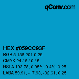 颜色代码: HEX #059CC93F | qconv.com