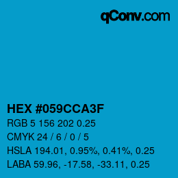 Color code: HEX #059CCA3F | qconv.com