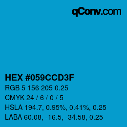 カラーコード: HEX #059CCD3F | qconv.com
