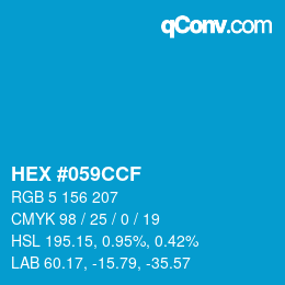 Farbcode: HEX #059CCF | qconv.com