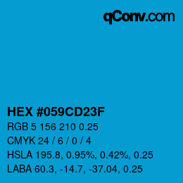 Farbcode: HEX #059CD23F | qconv.com
