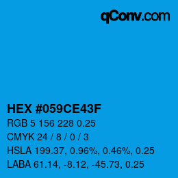 颜色代码: HEX #059CE43F | qconv.com