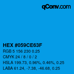 Color code: HEX #059CE63F | qconv.com