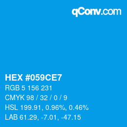 カラーコード: HEX #059CE7 | qconv.com