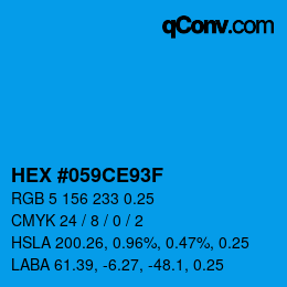 颜色代码: HEX #059CE93F | qconv.com