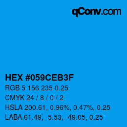 Farbcode: HEX #059CEB3F | qconv.com