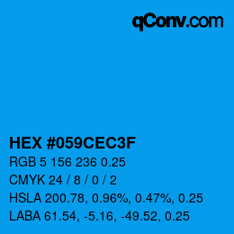 Color code: HEX #059CEC3F | qconv.com