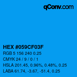 Farbcode: HEX #059CF03F | qconv.com