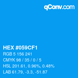 Farbcode: HEX #059CF1 | qconv.com