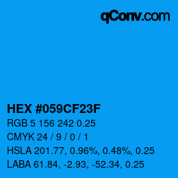カラーコード: HEX #059CF23F | qconv.com