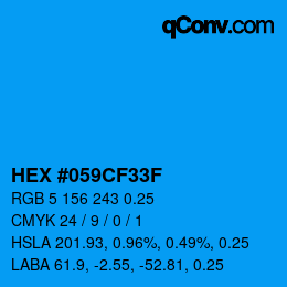 Farbcode: HEX #059CF33F | qconv.com