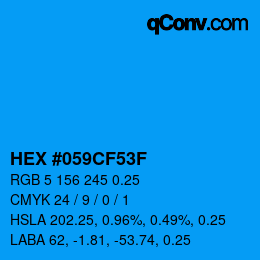 Code couleur: HEX #059CF53F | qconv.com
