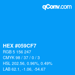 Code couleur: HEX #059CF7 | qconv.com