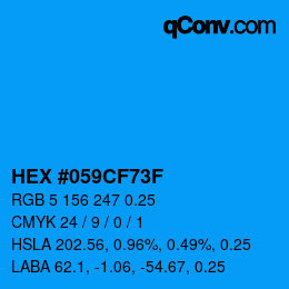 Color code: HEX #059CF73F | qconv.com