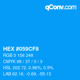 Código de color: HEX #059CF8 | qconv.com