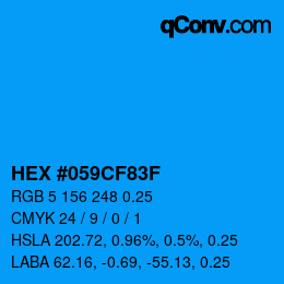 カラーコード: HEX #059CF83F | qconv.com